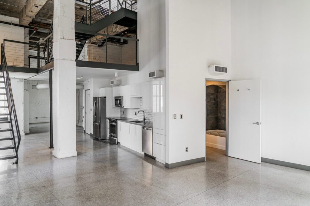 Exposed brick loft in Dallas, Texas.